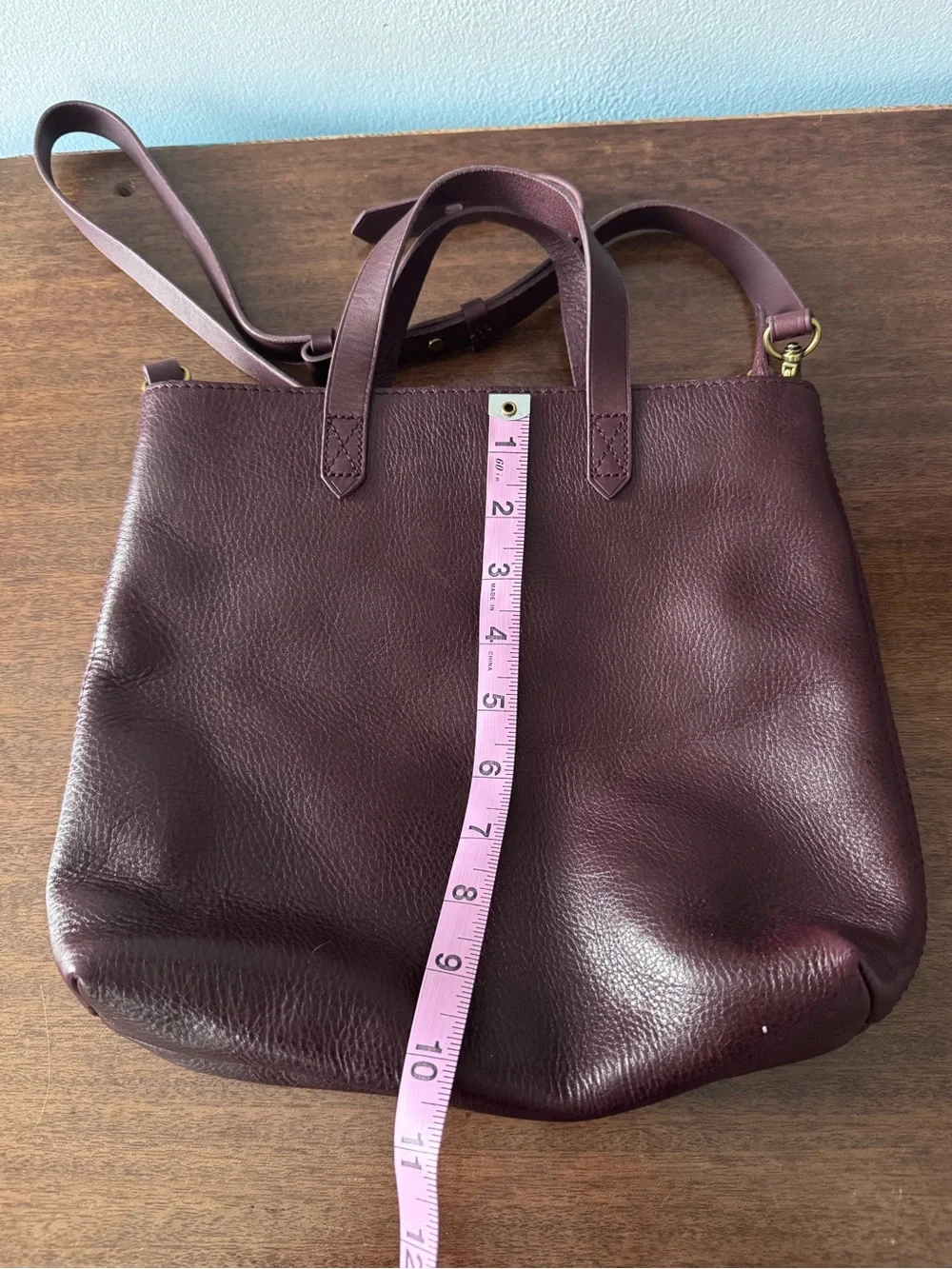 Madewell Leather Crossbody Tote in Deep Plum